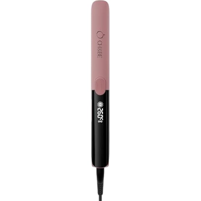 CH&BE Professional 2-in-1 Slim Ceramic Hair Straightener, Pink and Black, LCD Display, Adjustable Temperature up to 500°F, Ionic Technology, Auto Shut-off - Image 1